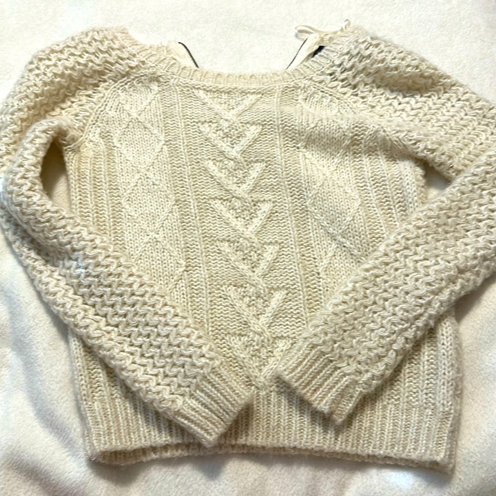 Cynthia Rowley off the shoulder cable knit sweater